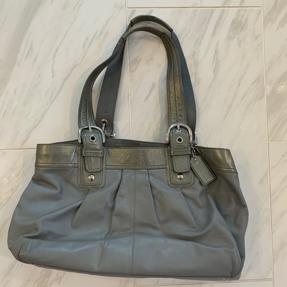 Coach EUC Grey and silver leather
